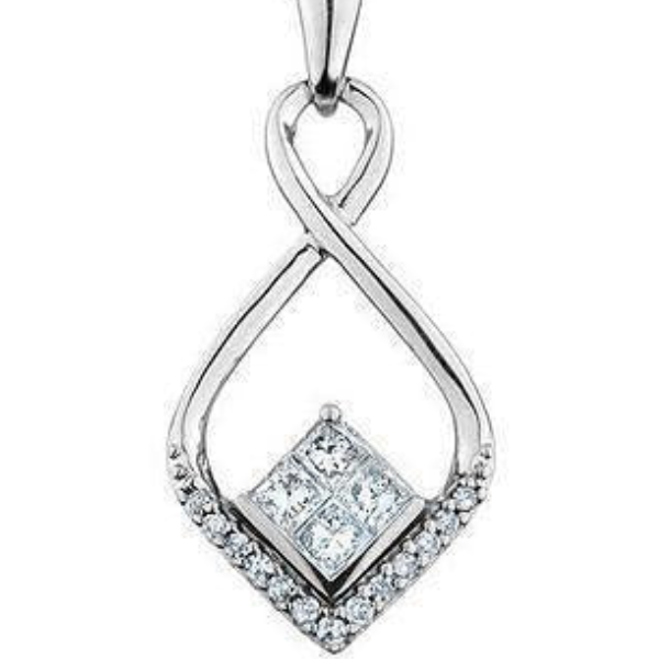 1 Ct Princess And Round Natural Earth Mined Diamond Love Pendant 14K White Gold
