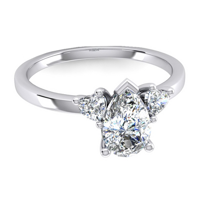 2 Carats Three Stone Pear and Heart Cut Lab Grown Diamond Ring