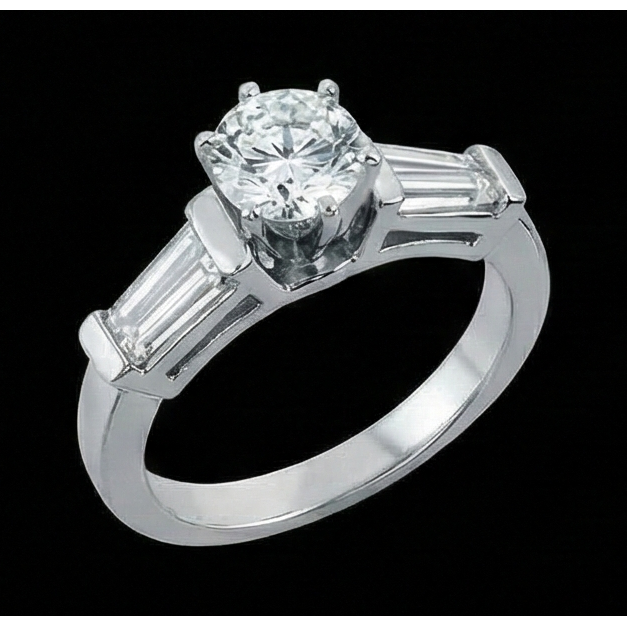 2.01 Carat Natural Earth Mined Diamonds Three Stone Style Engagement Ring New