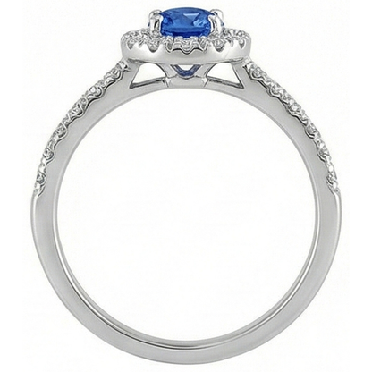 2.10 Carats Sri Lanka Sapphire And Natural Earth Mined Diamond Ring White Gold 14K