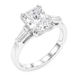 2.11 Carat Radiant & Baguette Lab Grown Diamonds Three Stone Engagement Ring
