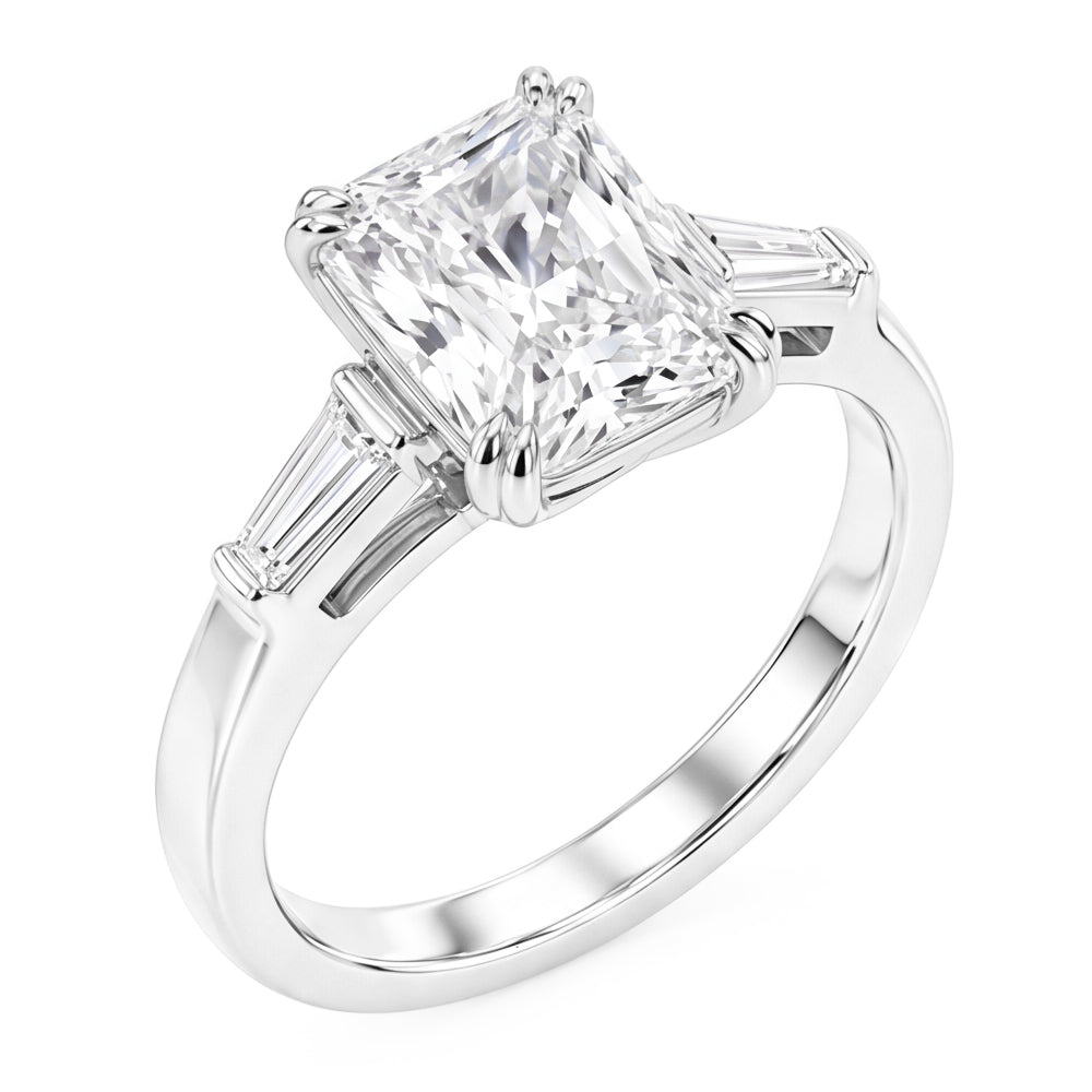 2.11 Carat Radiant & Baguette Lab Grown Diamonds Three Stone Engagement Ring