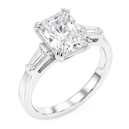 2.11 Carat Radiant & Baguette Lab Grown Diamonds Three Stone Engagement Ring