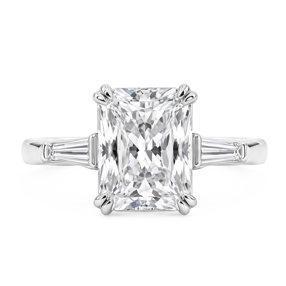 2.11 Carat Radiant & Baguette Lab Grown Diamonds Three Stone Engagement Ring
