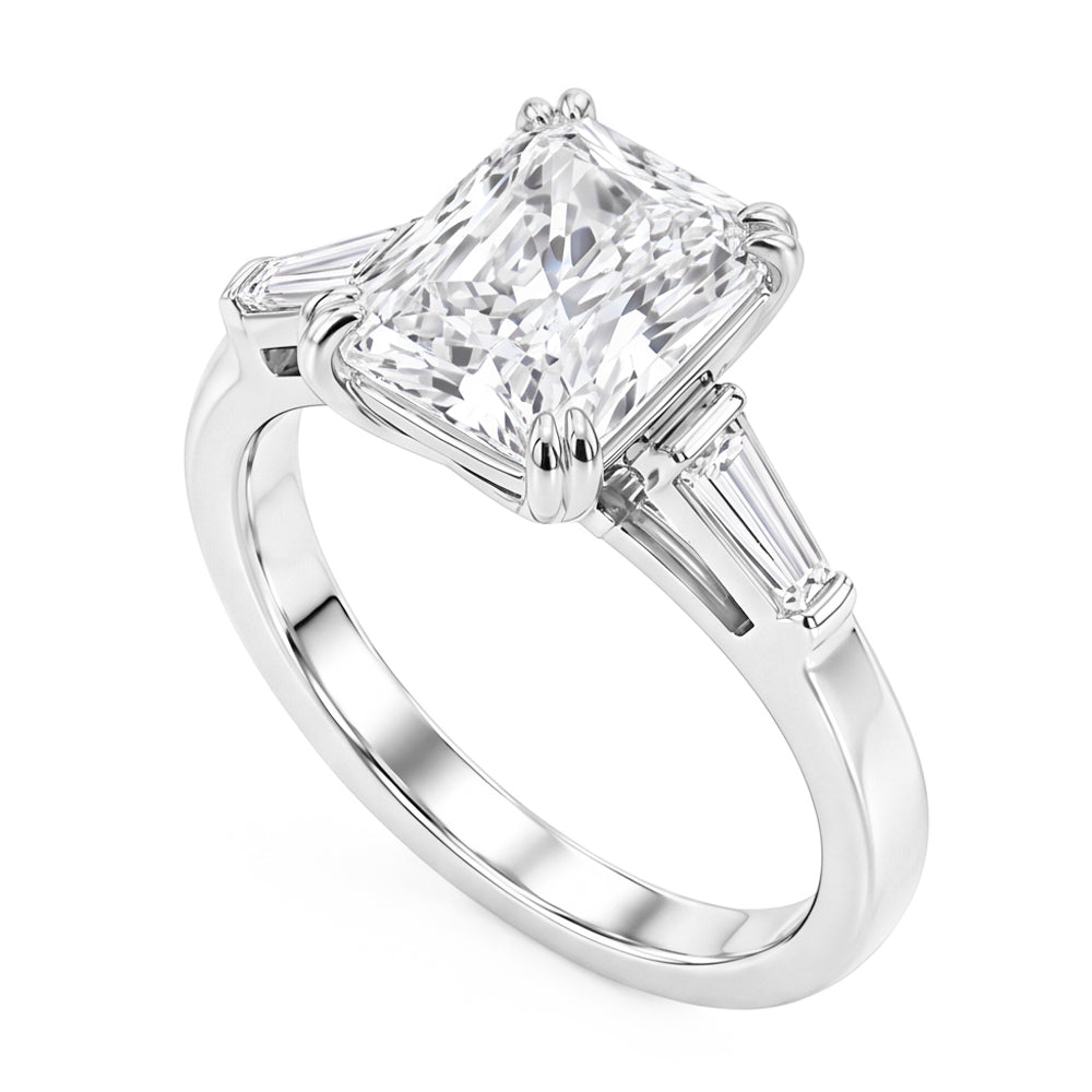 2.11 Carat Radiant & Baguette Lab Grown Diamonds Three Stone Engagement Ring