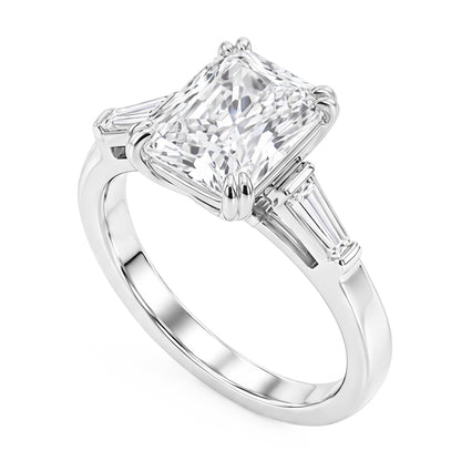 2.11 Carat Radiant & Baguette Lab Grown Diamonds Three Stone Engagement Ring