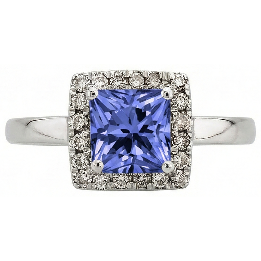 natural round tanzanite 2.15ct ring close up detail
