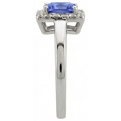 natural round tanzanite 2.15ct ring profile view