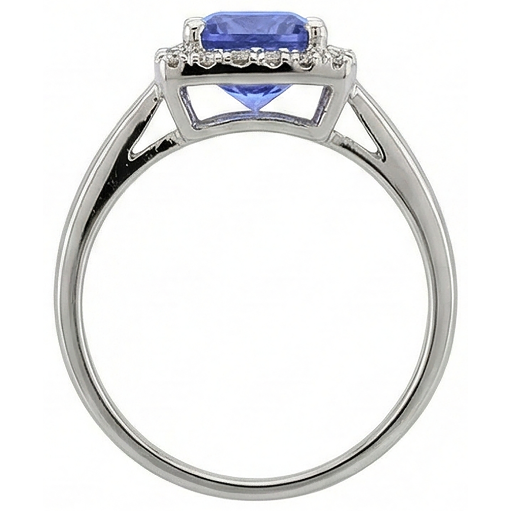 natural round tanzanite 2.15ct ring on white background