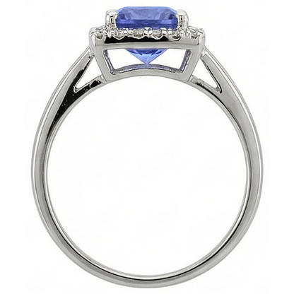 natural round tanzanite 2.15ct ring on white background