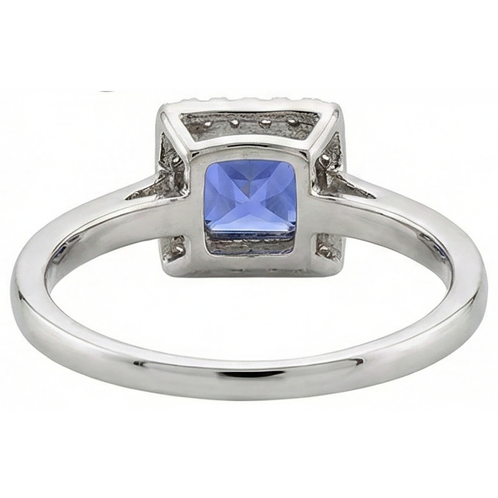 natural round tanzanite 2.15ct ring with diamond accents