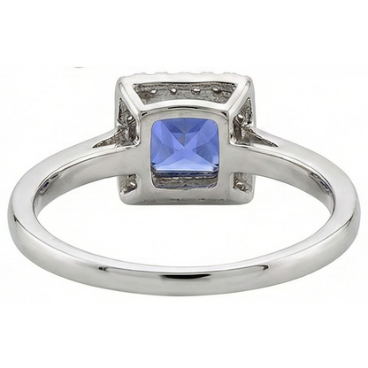 natural round tanzanite 2.15ct ring with diamond accents