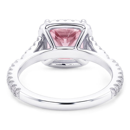 2.15 Ct. Pink Sapphire Princess Halo WG Gemstone Ring