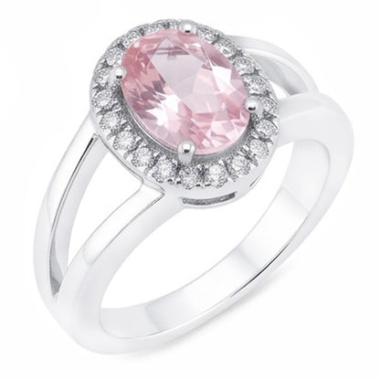 2.16 Cts. Oval Pink Center Sapphire Wedding Gemstone Ring