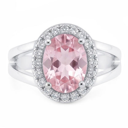2.16 Cts. Oval Pink Center Sapphire Wedding Gemstone Ring