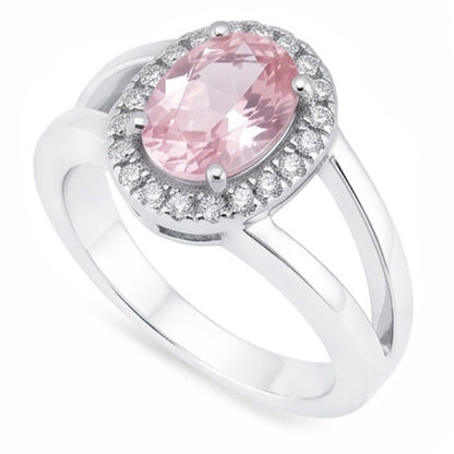 2.16 Cts. Oval Pink Center Sapphire Wedding Gemstone Ring