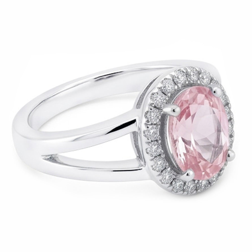 2.16 Cts. Oval Pink Center Sapphire Wedding Gemstone Ring