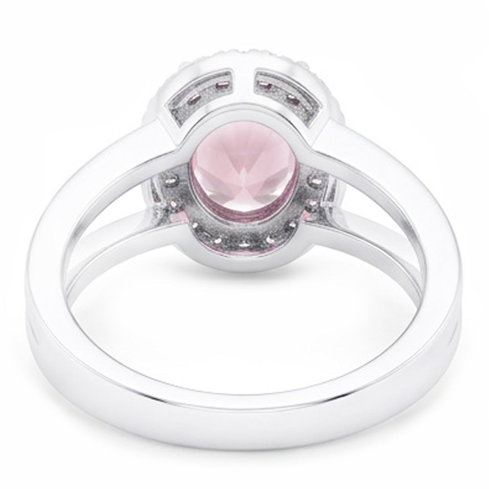 2.16 Cts. Oval Pink Center Sapphire Wedding Gemstone Ring