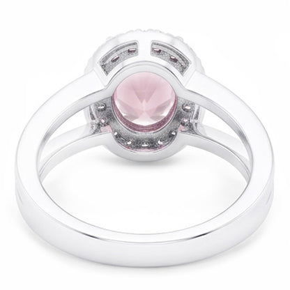2.16 Cts. Oval Pink Center Sapphire Wedding Gemstone Ring