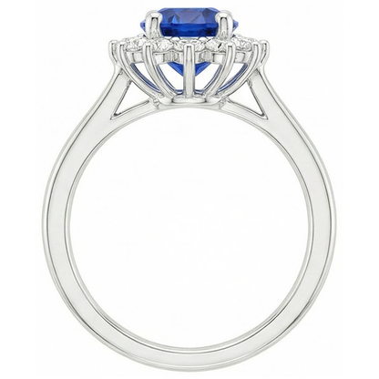 2.20 Carats Round Ceylon Sapphire Ring Natural Earth Mined Diamond Jewelry Gold White 14K
