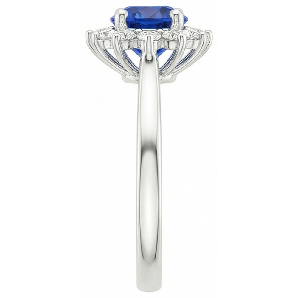 2.20 Carats Round Ceylon Sapphire Ring Natural Earth Mined Diamond Jewelry Gold White 14K