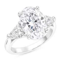 2.20 Ct. Oval Trillion Natural Real Diamond ( Not Lab Grown )s Ring White Gold Jewelry Three Stone