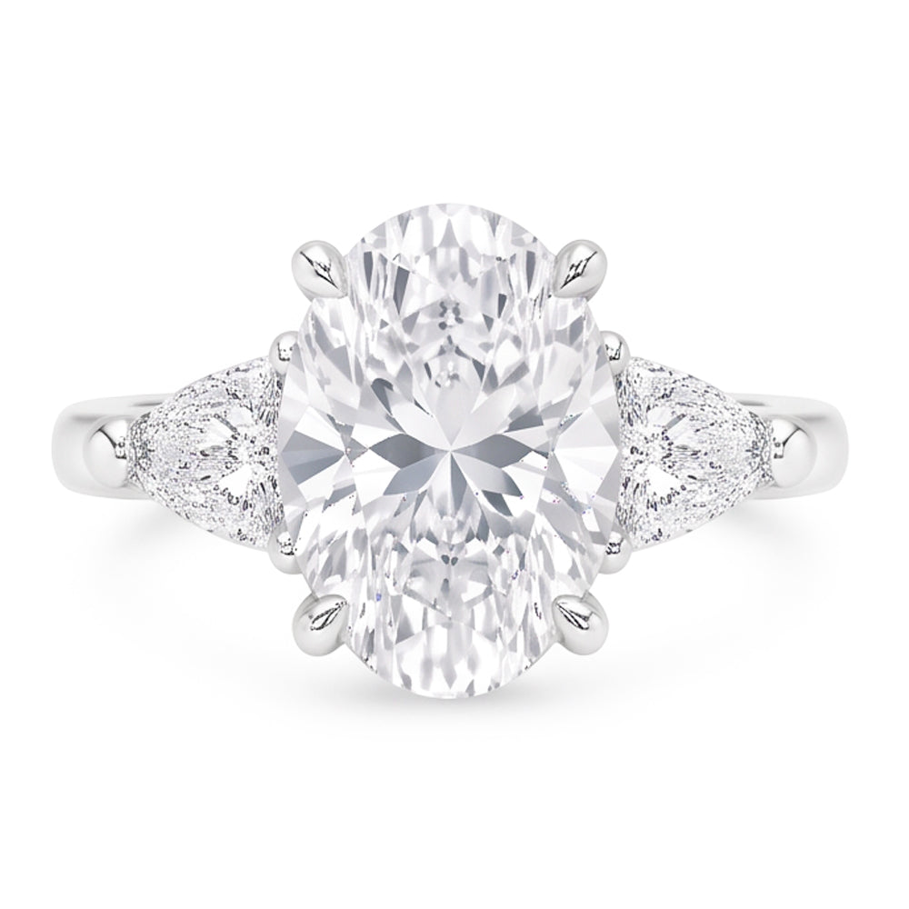 2.20 Ct. Oval Trillion Natural Real Diamond ( Not Lab Grown )s Ring White Gold Jewelry Three Stone