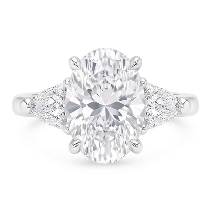 2.20 Ct. Oval Trillion Natural Real Diamond ( Not Lab Grown )s Ring White Gold Jewelry Three Stone