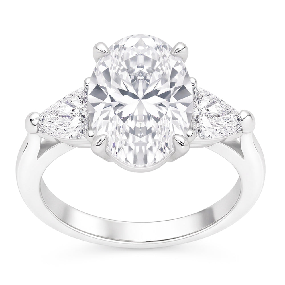 2.20 Ct. Oval Trillion Natural Real Diamond ( Not Lab Grown )s Ring White Gold Jewelry Three Stone