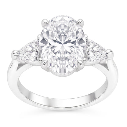 2.20 Ct. Oval Trillion Natural Real Diamond ( Not Lab Grown )s Ring White Gold Jewelry Three Stone