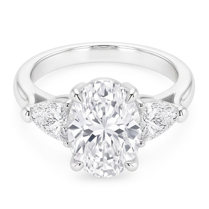 2.20 Ct. Oval Trillion Natural Real Diamond ( Not Lab Grown )s Ring White Gold Jewelry Three Stone