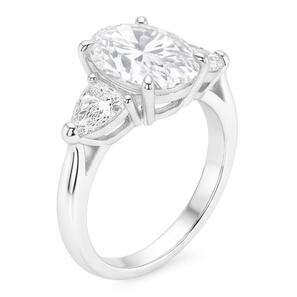 2.20 Ct. Oval Trillion Natural Real Diamond ( Not Lab Grown )s Ring White Gold Jewelry Three Stone