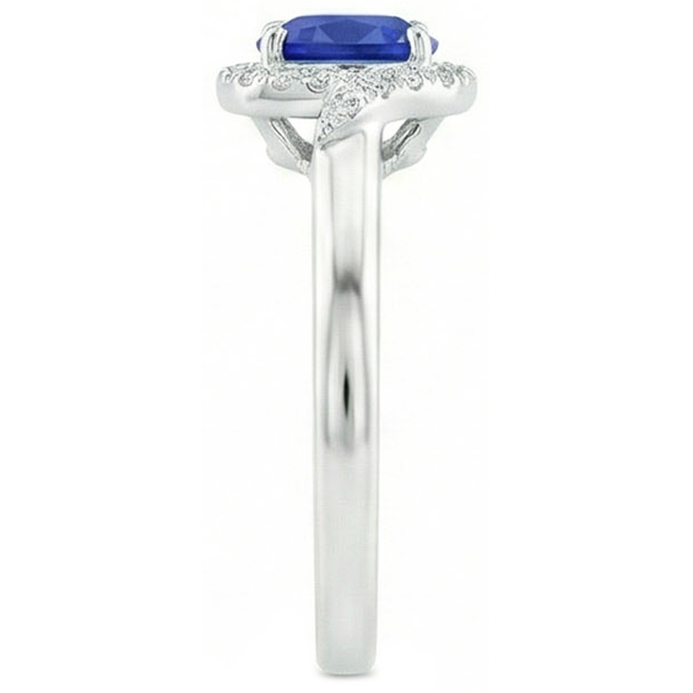2.25 Carats Ceylon Sapphire And Natural Earth Mined Diamond Promise Ring White Gold 14K