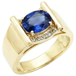 2.25 Carats Natural Earth Mined Diamond Ceylon Sapphire Men's Ring Jewelry Gold 14K