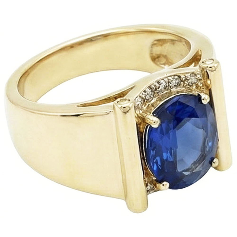 2.25 Carats Natural Earth Mined Diamond Ceylon Sapphire Men's Ring Jewelry Gold 14K