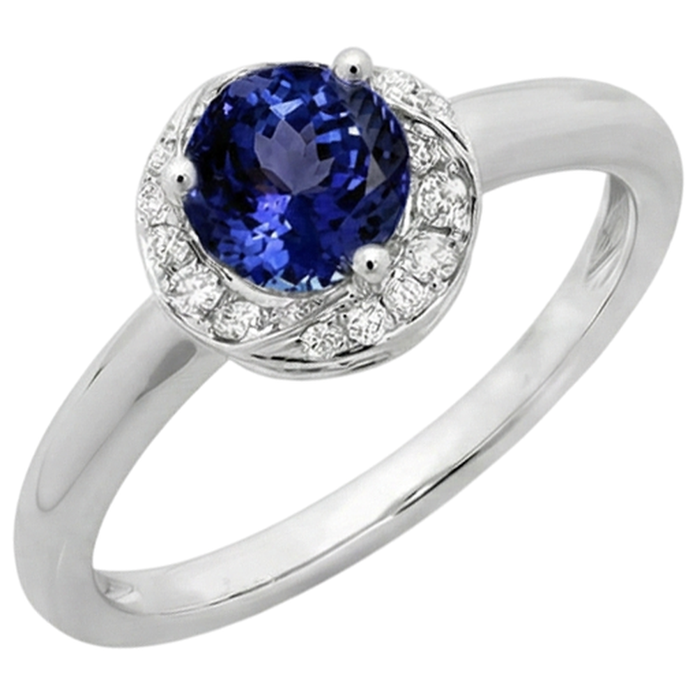 2.25 Carats Round Center Tanzanite Fancy Natural Earth Mined Diamond Ring New