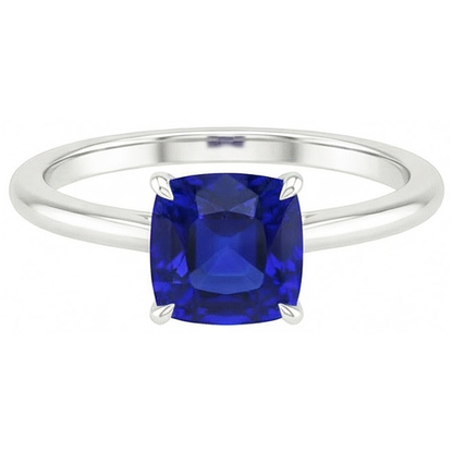 natural cushion sapphire 2.25ct ring profile view