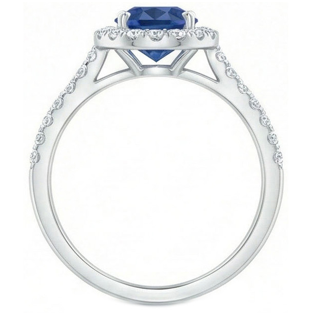 2.25 Ct Oval Ceylon Blue Sapphire Natural Earth Mined Diamond Wedding Ring White Gold