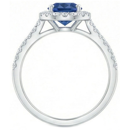 2.25 Ct Oval Ceylon Blue Sapphire Natural Earth Mined Diamond Wedding Ring White Gold