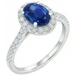 2.25 Ct Oval Ceylon Blue Sapphire Natural Earth Mined Diamond Wedding Ring White Gold