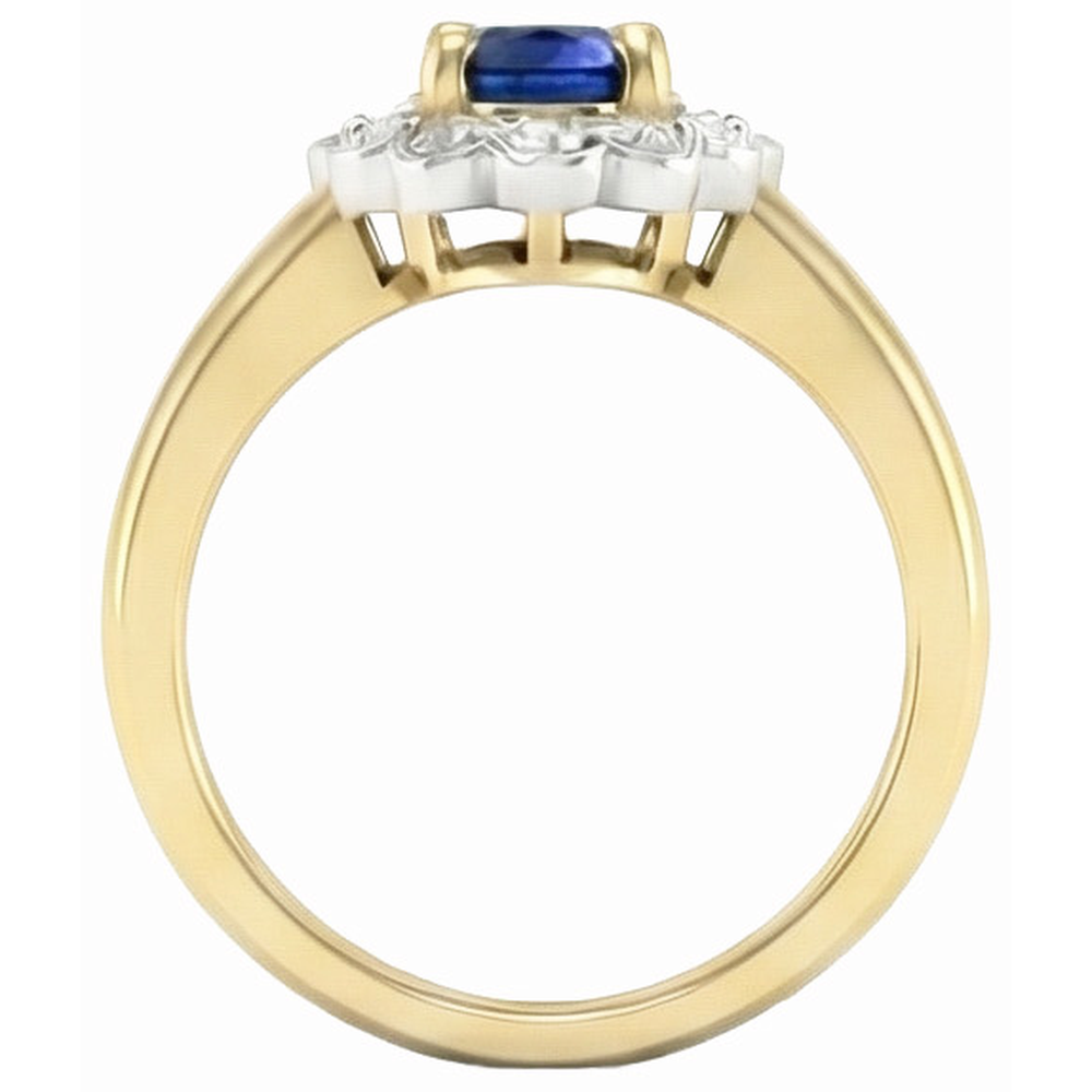2.25 Ct. Sri Lanka Sapphire Natural Earth Mined Diamonds Halo Ring Two Tone New