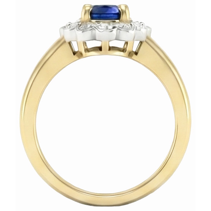 2.25 Ct. Sri Lanka Sapphire Natural Earth Mined Diamonds Halo Ring Two Tone New