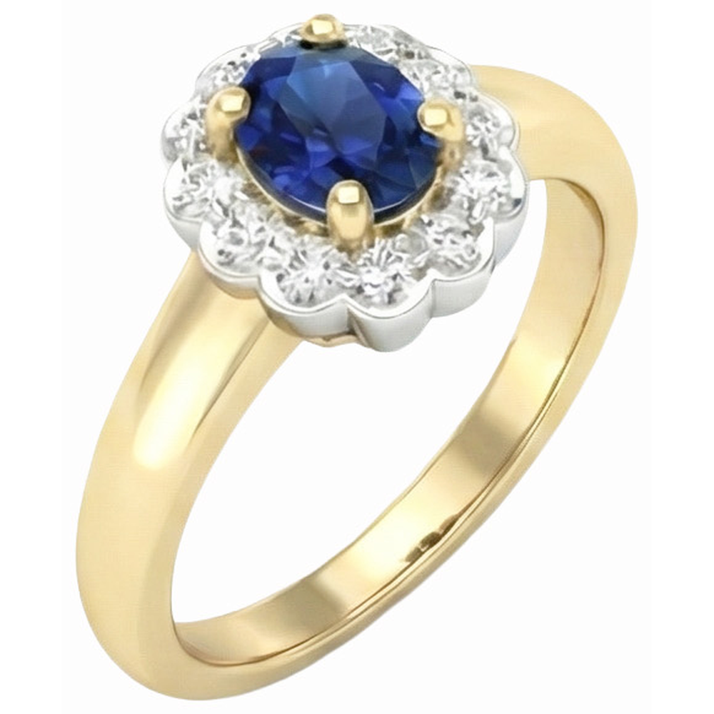 2.25 Ct. Sri Lanka Sapphire Natural Earth Mined Diamonds Halo Ring Two Tone New