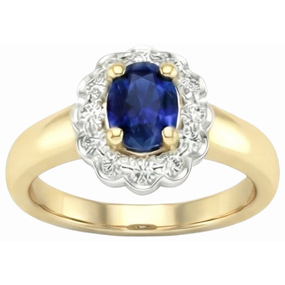 2.25 Ct. Sri Lanka Sapphire Natural Earth Mined Diamonds Halo Ring Two Tone New
