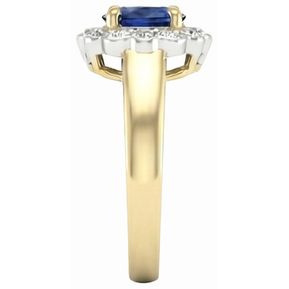 2.25 Ct. Sri Lanka Sapphire Natural Earth Mined Diamonds Halo Ring Two Tone New