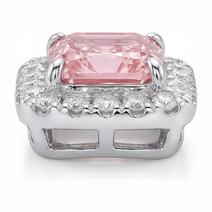 2.25 Carat Radiant Pink Lab Grown Diamond and White Diamond Halo Pendant 14K White Gold