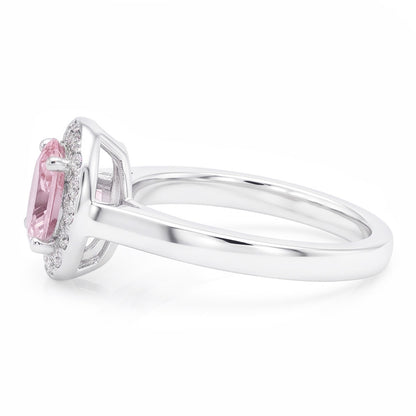 2.26 Cts. Halo Pink Oval Gemstone Anniversary Ring White Gold