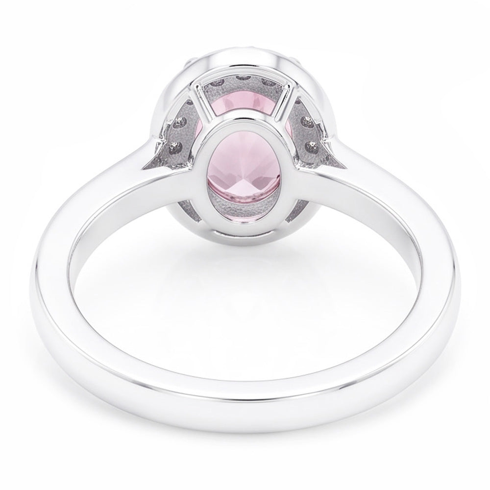 2.26 Cts. Halo Pink Oval Gemstone Anniversary Ring White Gold