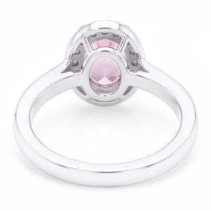2.26 Cts. Halo Pink Oval Gemstone Anniversary Ring White Gold
