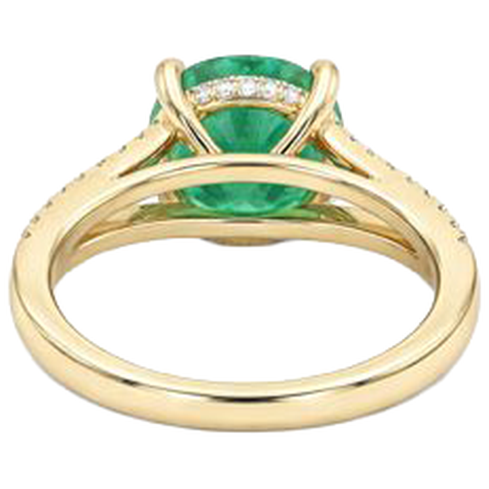 2.30 Carats Prong Green Emerald GIA With Natural Earth Mined Diamonds Ring Gemstone Yellow Gold 14K